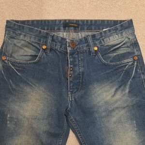 DSQUARED2 Distressed Blue Jeans with Gold Accents